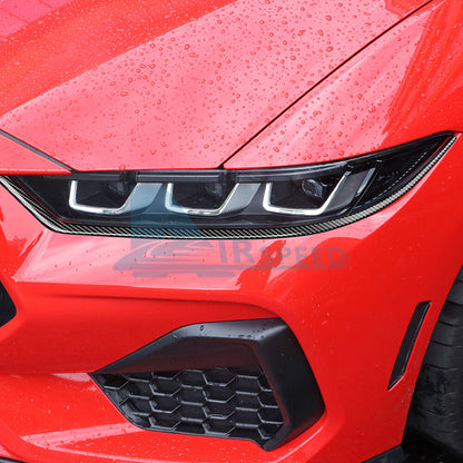 Headlight Eyebrow Eyelid Strip Cover Trim For Ford Mustang 2024-25 Carbon Fiber - FREE GIFT