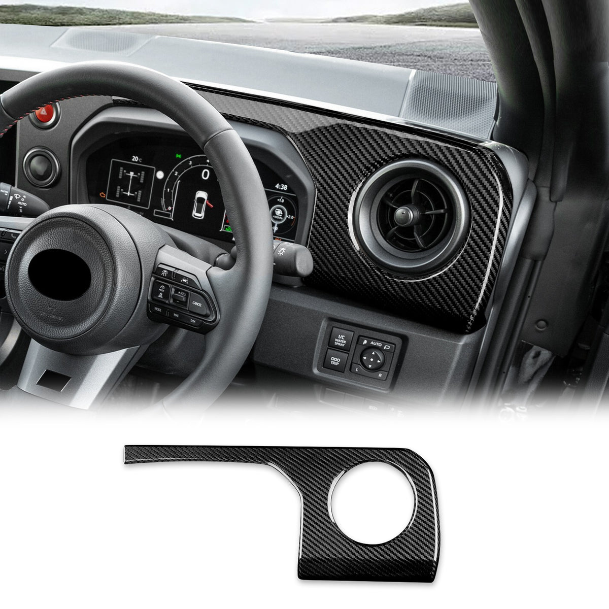 Driver's Air Outlet Panel Cover Black Carbon Fiber for Toyota GR Yaris 2025-2026 - product view