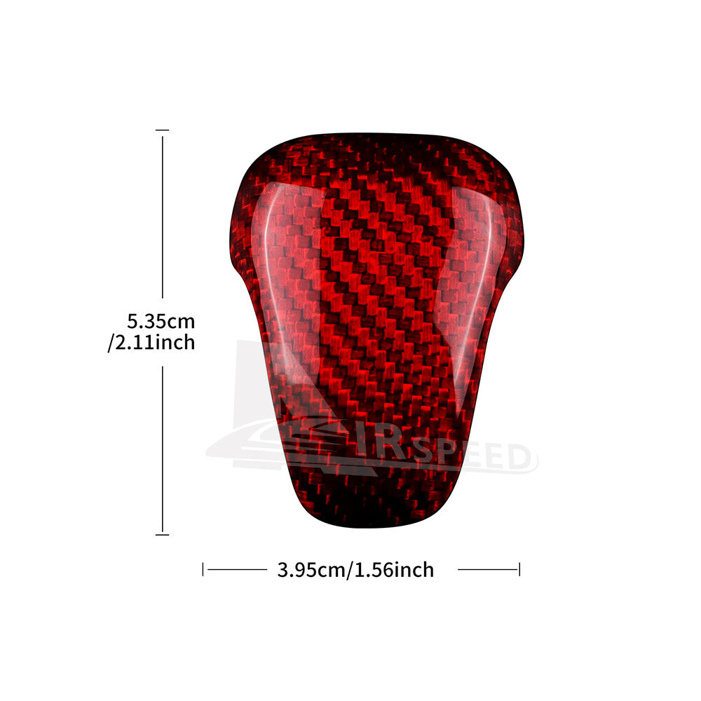 For Subaru Crosstrek 2023-2024 Gear Shift Knob Cover REAL HARD Carbon Fiber RED - detail view 3
