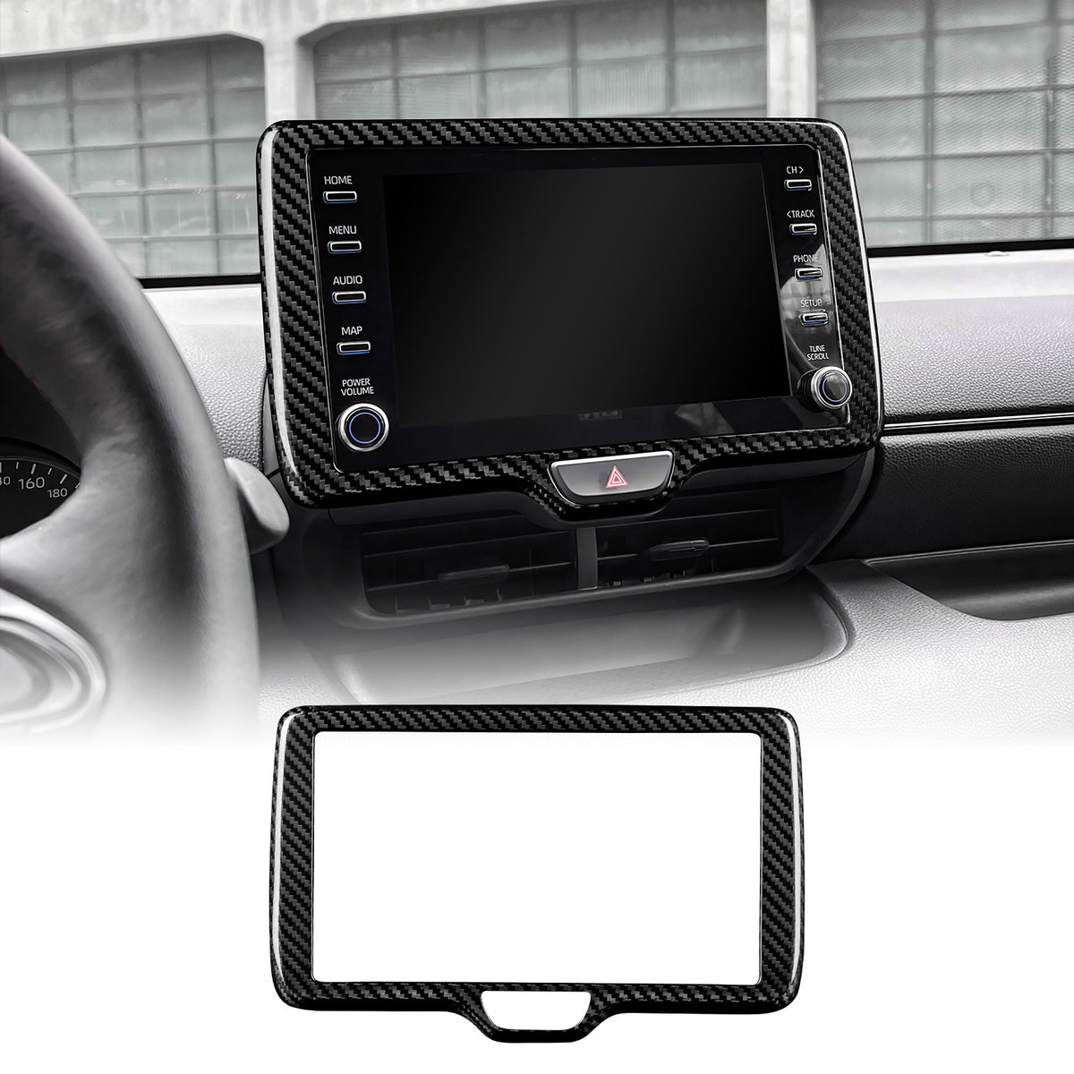 Center Screen Frame Cover For Toyota Yaris Cross/GR Yaris 2020-2024 Carbon Fiber - product view