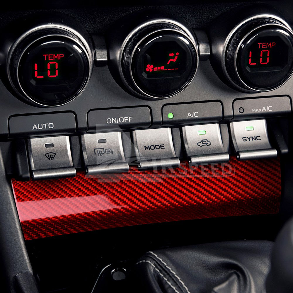 Air Conditioner Button Lower Cover Red Hard Carbon Fiber for BRZ GR86 2021-2025 - detail view 5