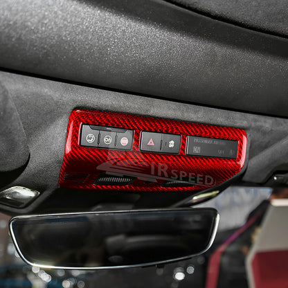 Red Real Carbon Fiber Reading Light Cover Trim Frame For Corvette C8 2020-2024