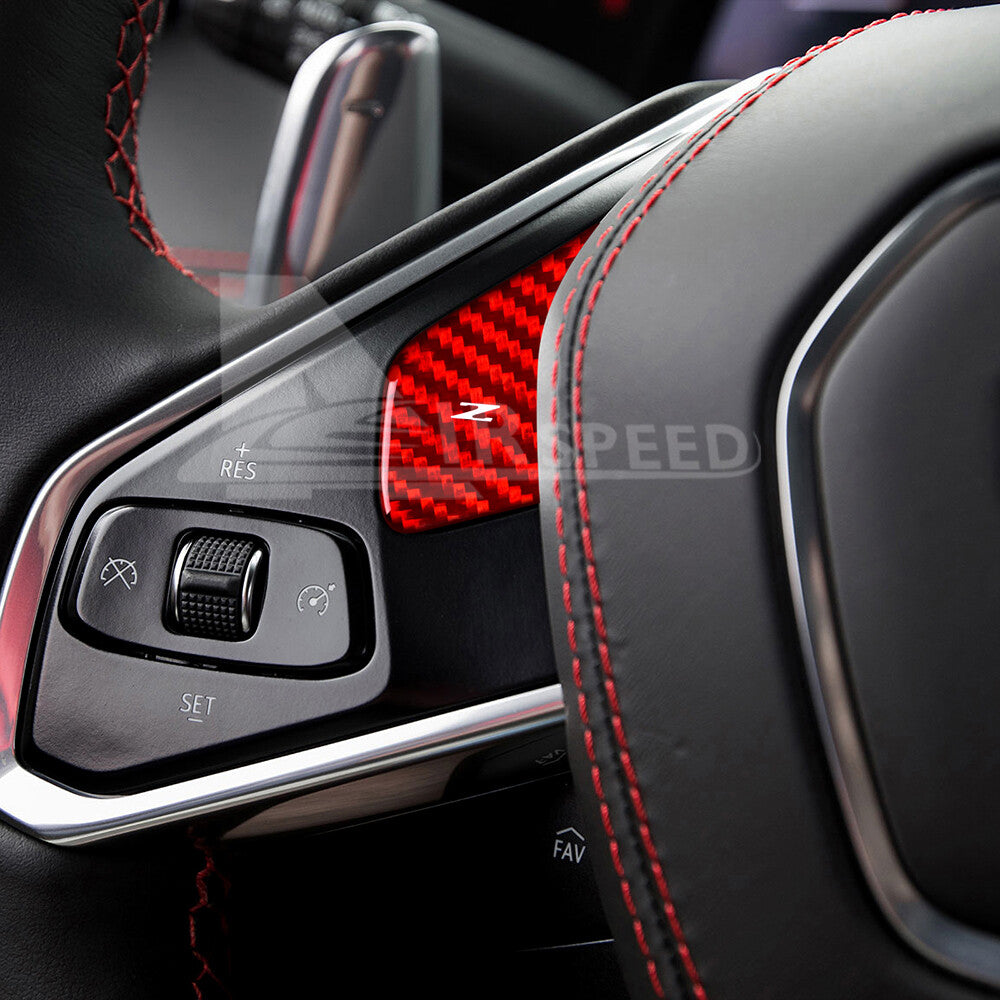 For Corvette C8 20-23 Red Voice Control Button Cover REAL HARD RED Carbon Fiber