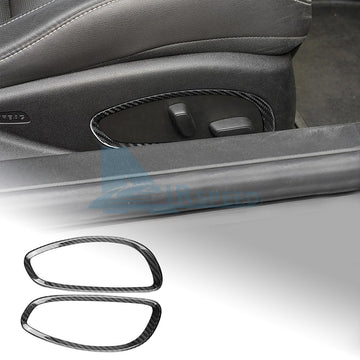 Black Hard Carbon Fiber Seat Adjust Frame Trim For Chevy Camaro 2016-2024