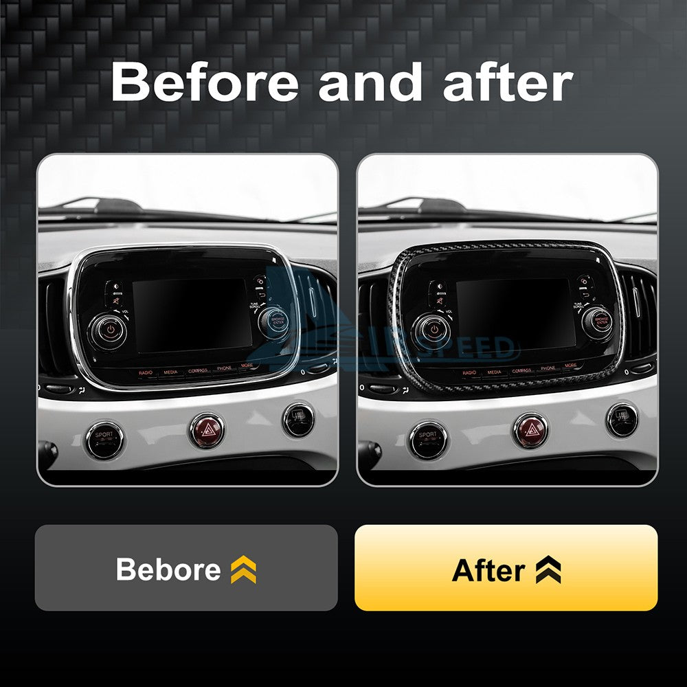 Car Center Navigation Frame Cover Carbon Fiber for FIAT 500 Abarth 595 2016-2024 - detail view 5