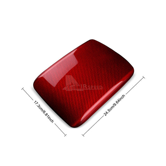 REAL HARD Carbon Fiber Red Armrest Box Console Cover For Subaru WRX 2022-2023 - detail view