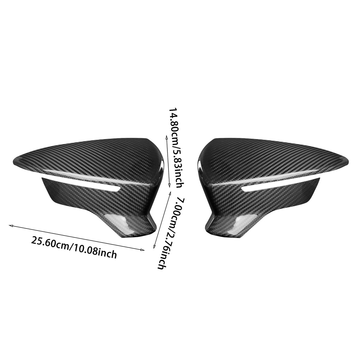 For SEAT Leon 2013-2019 Car Rear View Mirror Cover Decor Trim Black Carbon Fiber - detail view