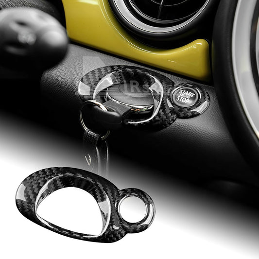 Black Hard Carbon Fiber Ignition Key Frame For MINI R55 R56 R57 R60 - product view