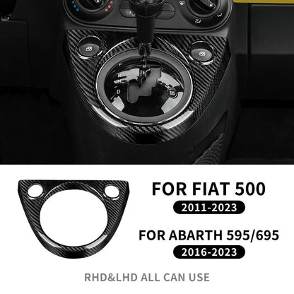 For Fiat 500 Abarth 595 16-23 Real Hard Carbon Fiber Gear Shift Panel Cover Trim - product view
