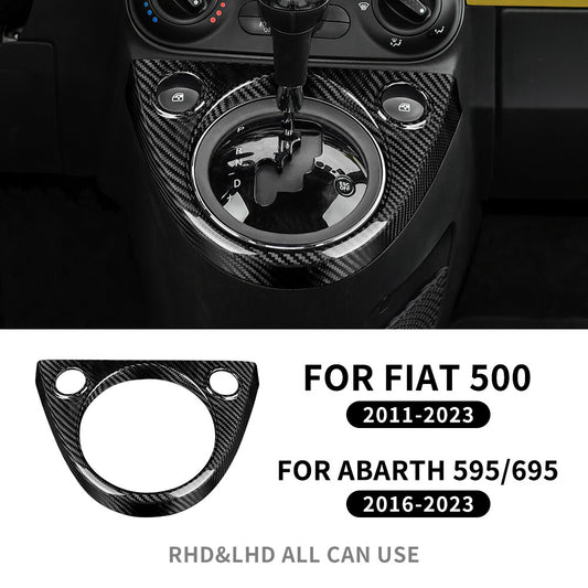For Fiat 500 Abarth 595 16-23 Real Hard Carbon Fiber Gear Shift Panel Cover Trim - product view