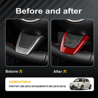 REAL HARD Carbon Fiber Steering Wheel Cover RED For Fiat 500 Abarth 595 2012-2015