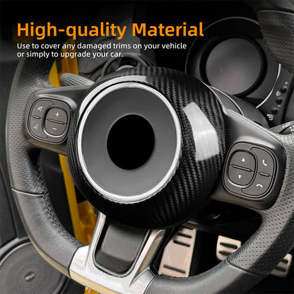 For FIAT 500 500C Abarth 595 2016-2024 Steering Wheel Center Cover Carbon Fiber - detail view 5