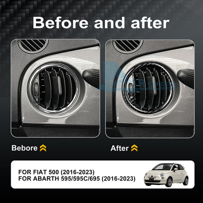 Real Hard Carbon Fiber Air Vent Ring Cover Trim For Fiat 500 Abarth 595 2016-23 - detail view 6