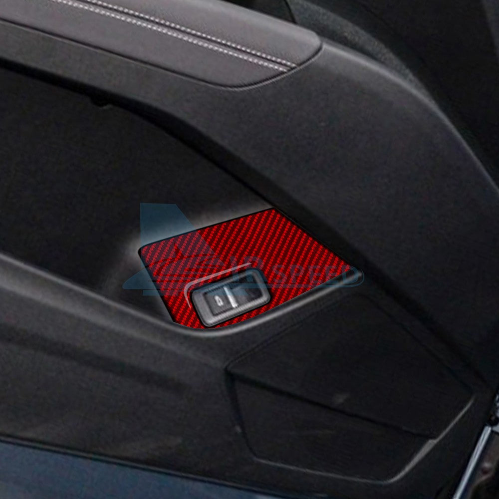 Red Trunk Switch Button Panel Stickers Carbon Fiber for Audi Q4 E-Tron 2021-2025（U.S. Stock）