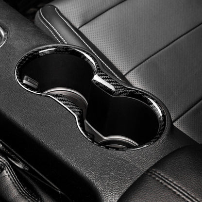 Cup Holder Cover Interior For Ford Mustang 15-2021 REAL HARD Black Carbon Fiber - detail view 4