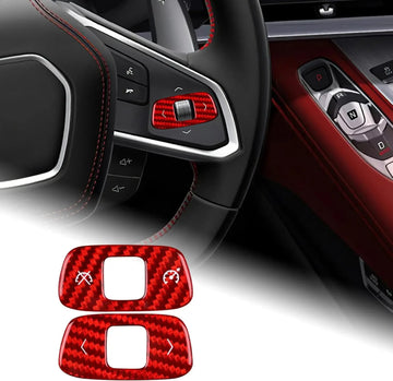 Red Dry Carbon 2-Key Volume Trim White Letter For Corvette C8 2020-2023