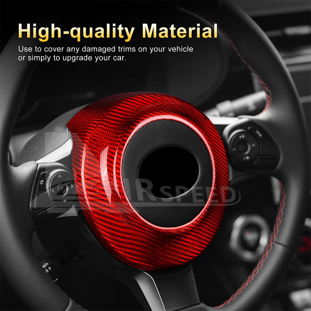 Steering Wheel Center Cover Red Hard Carbon Fiber for Toyota 86 Subaru BRZ 17-25 - detail view 5