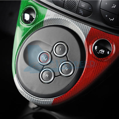 Carbon Fibre Gear Shift Frame Cover Italy Flag For Fiat 500 Barth 595 695 16-24 - detail view 6