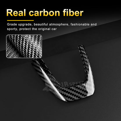 Black Steering Wheel Center Cover REAL HARD Carbon Fiber For Fiat 500 Abarth 595 - detail view 4