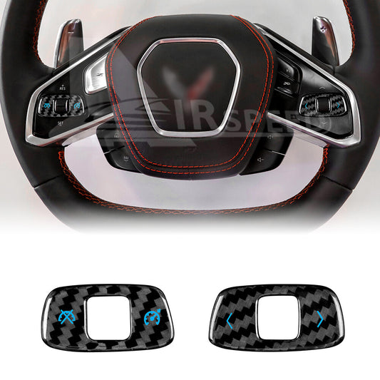 For Corvette C8 20-23 Volume Adjustment Switch Cover Blue REAL HARD Carbon Fiber