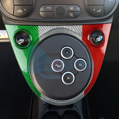 Carbon Fibre Gear Shift Frame Cover Italy Flag For Fiat 500 Barth 595 695 16-24 - detail view 8