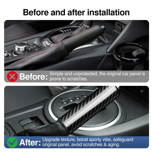 Hard Carbon Fiber Handbrake Grip Cover For Mazda CX-3 2014-2019 Protective Rod - detail view