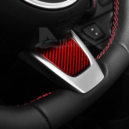 Red Carbon Steering Wheel Interior Chin Sticker for FIAT 500 Abarth 595 2012-15 - detail view 7