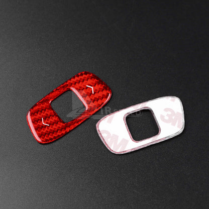 2pcs Volume Control Cover Red REAL HARD Carbon Fiber For Corvette C8 2020-2023