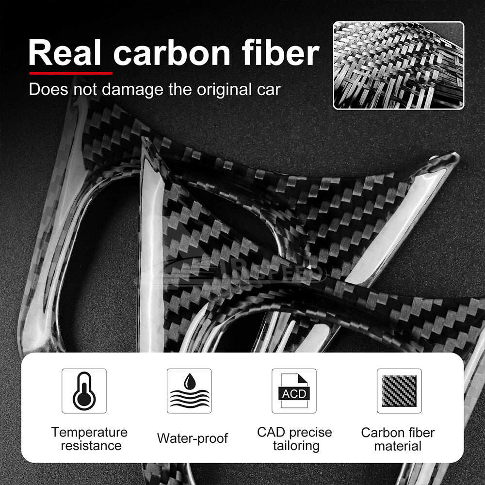 Steering Wheel Button Cover Real Hard Black Carbon Fiber For Fiat 500 2020-2023 - detail view 6