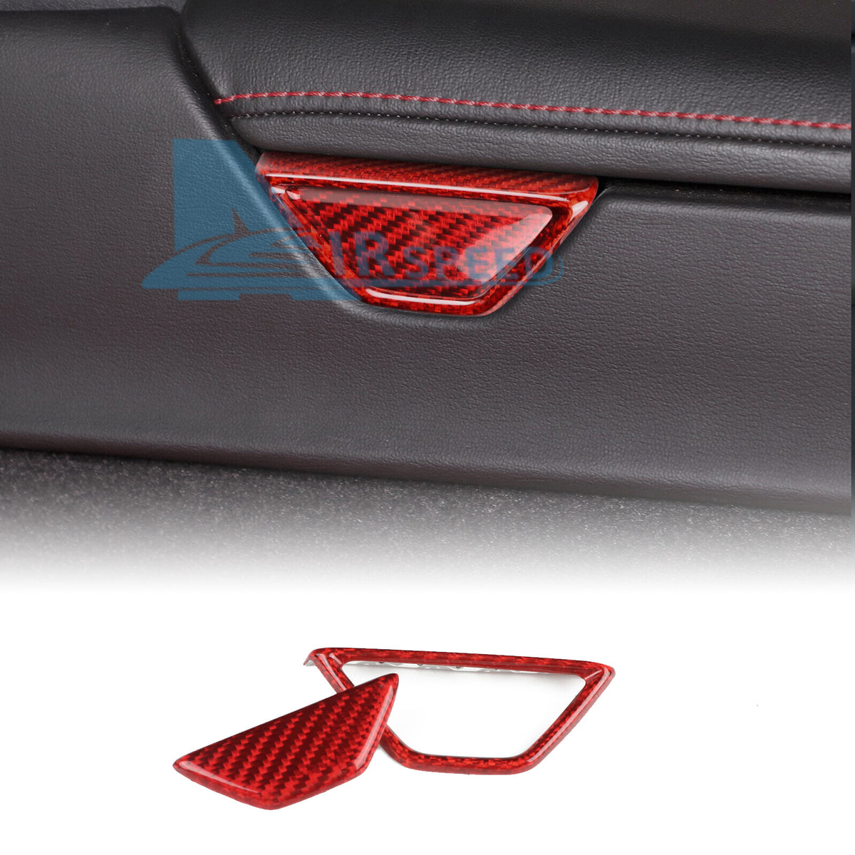 For Corvette C8 2020-2024 REAL HARD Carbon Fiber Armrest Box Button Cover RED