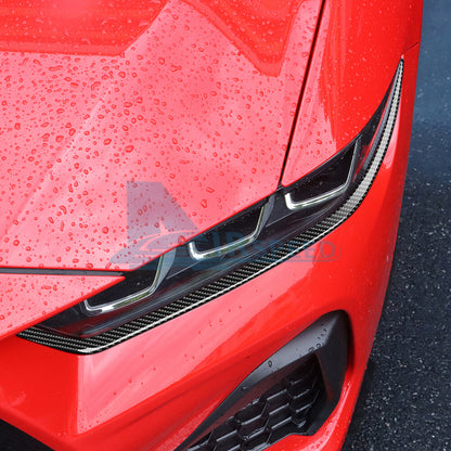 Headlight Eyebrow Eyelid Strip Cover Trim For Ford Mustang 2024-25 Carbon Fiber - FREE GIFT
