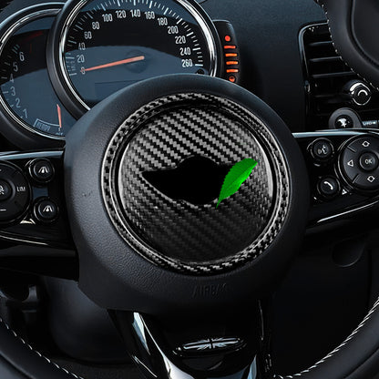 For Mini Cooper F-Series Black Hard Carbon Steering Wheel Center Cap Decal Cover - detail view 4