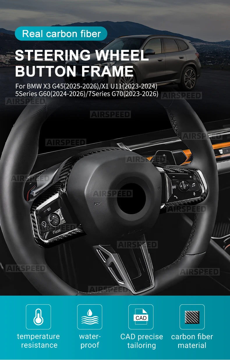 BMW X3 G45 25-26 Steering Wheel Button Frame Black Dry Carbon Fiber - detail view 8
