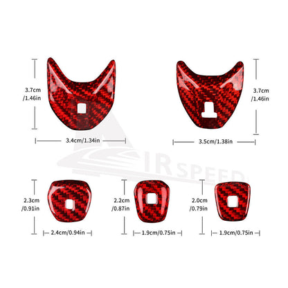 Red Carbon Fiber Center Gear Shift Button Cover Real  For Corvette C8 2020-2023