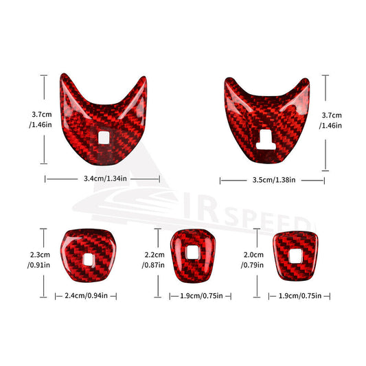 Red Carbon Fiber Center Gear Shift Button Cover Real  For Corvette C8 2020-2023