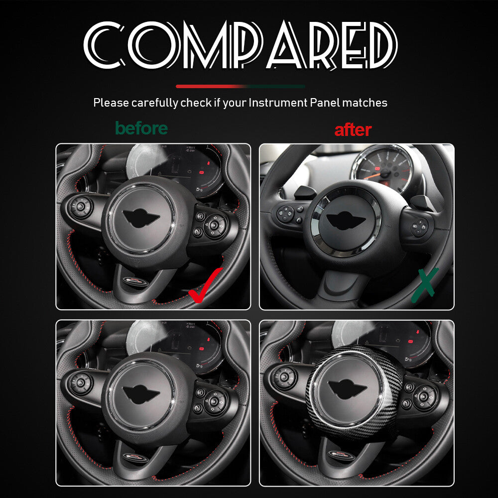 REAL HARD Carbon Fiber Black Steering Wheel Cover For Mini F54 F55 F56 F57 F60 - detail view