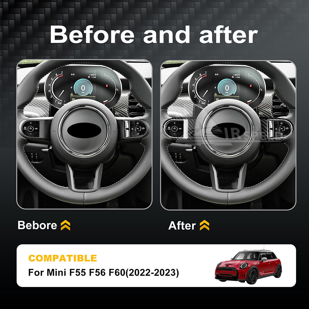 For MINI F55 F56 F60 2022-2023 Steering Wheel Cover REAL HARD Carbon Fiber BLACK - detail view 3