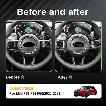 For MINI F55 F56 F60 2022-2023 Steering Wheel Cover REAL HARD Carbon Fiber BLACK - detail view 3