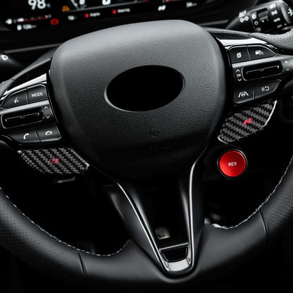 For Hyundai i20 2021-2026 Car Steering Wheel Button Stickers Trim Carbon Fiber