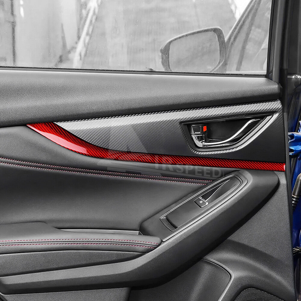 For Subaru WRX STI 22-23 RED Door Handle Strip Cover REAL HARD Carbon Fiber 2PCS - detail view 5