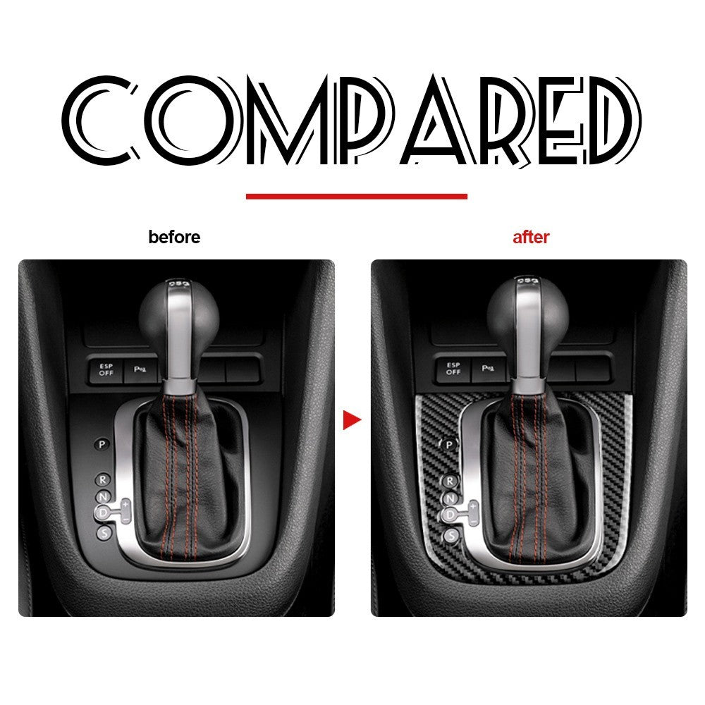 For Volkswagen Golf 6 2008-2013 Car Gear Shift Panel Sticker Black Carbon Fiber（U.S. Stock）