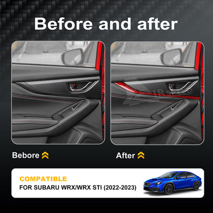 For Subaru WRX STI 22-23 RED Door Handle Strip Cover REAL HARD Carbon Fiber 2PCS - detail view 3