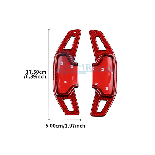 Steering Wheel Paddle Shifter Extension Red Carbon Fiber Fit Ford Mustang 24-26 - detail view