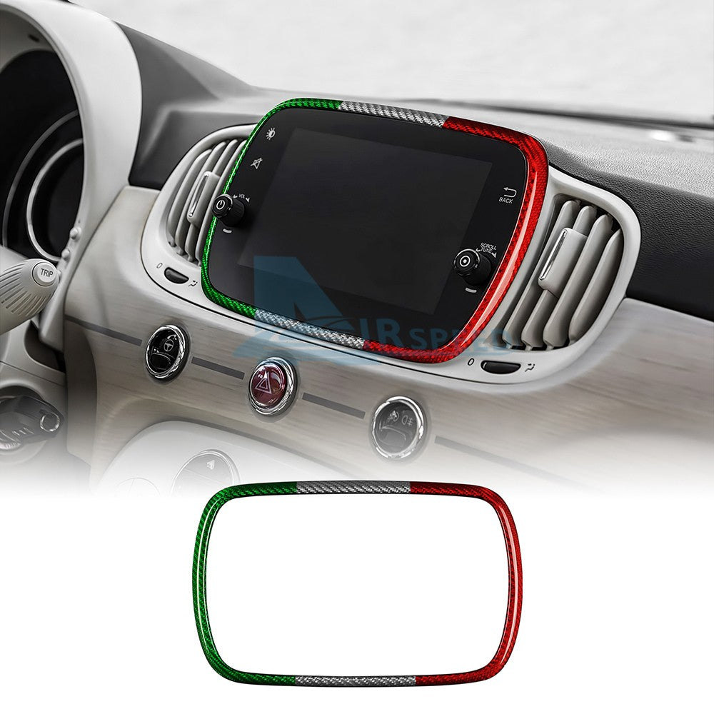 For FIAT 500 Abarth 595 16-24 Navigation Frame Cover Carbon Fiber Italian Color - product view