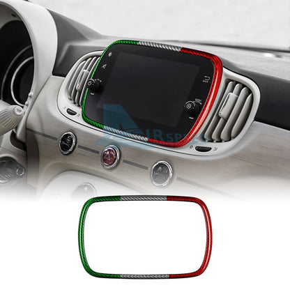 For FIAT 500 Abarth 595 16-24 Navigation Frame Cover Carbon Fiber Italian Color - product view