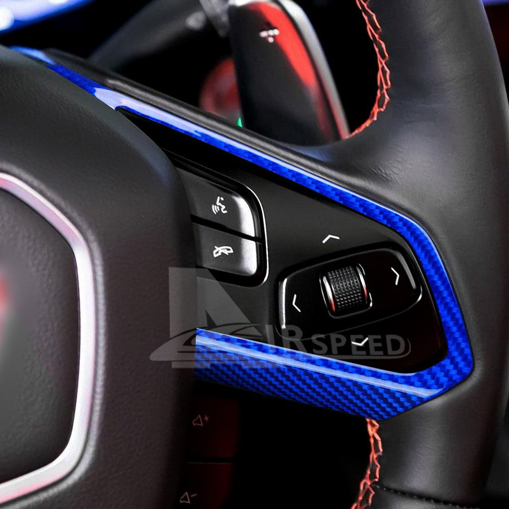 Steering Wheel Button Frame Sticker Blue Carbon Fiber for Corvette C8 2020-2025