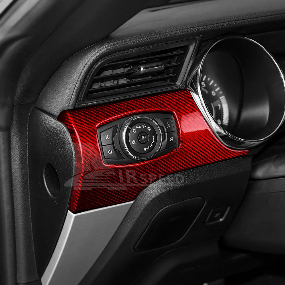 Headlight Switch Button REAL Red HARD Carbon Fiber For Ford Mustang 2015-2023 - detail view 5