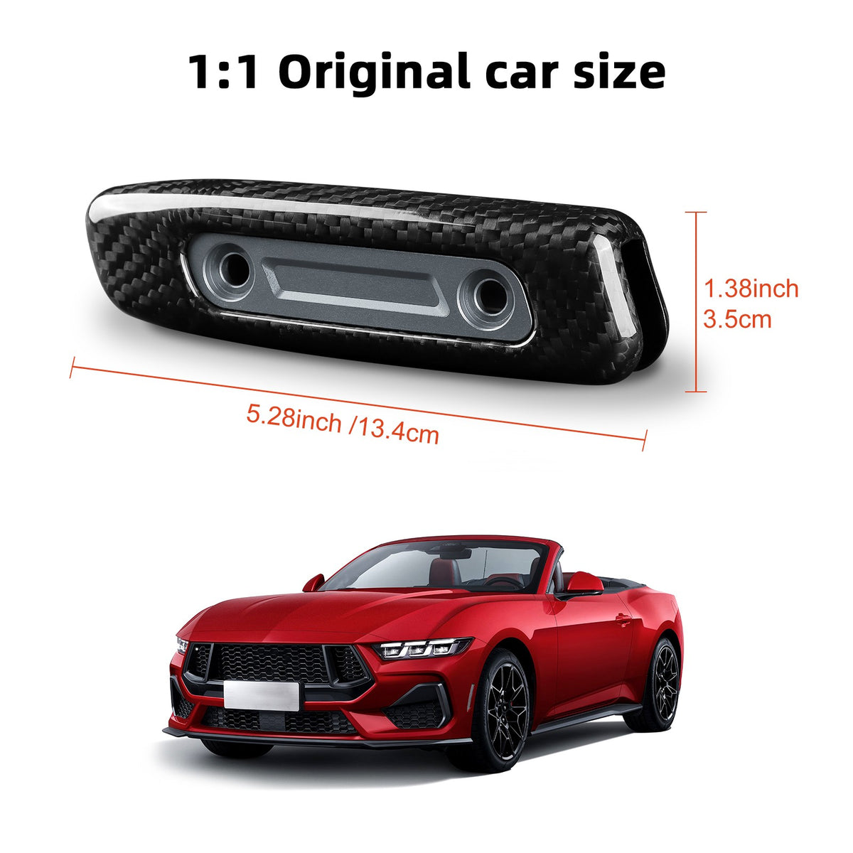 Gray Hard Carbon Fiber Handbrake Interior Sticker for 2024-2025 Ford Mustang - detail view 5