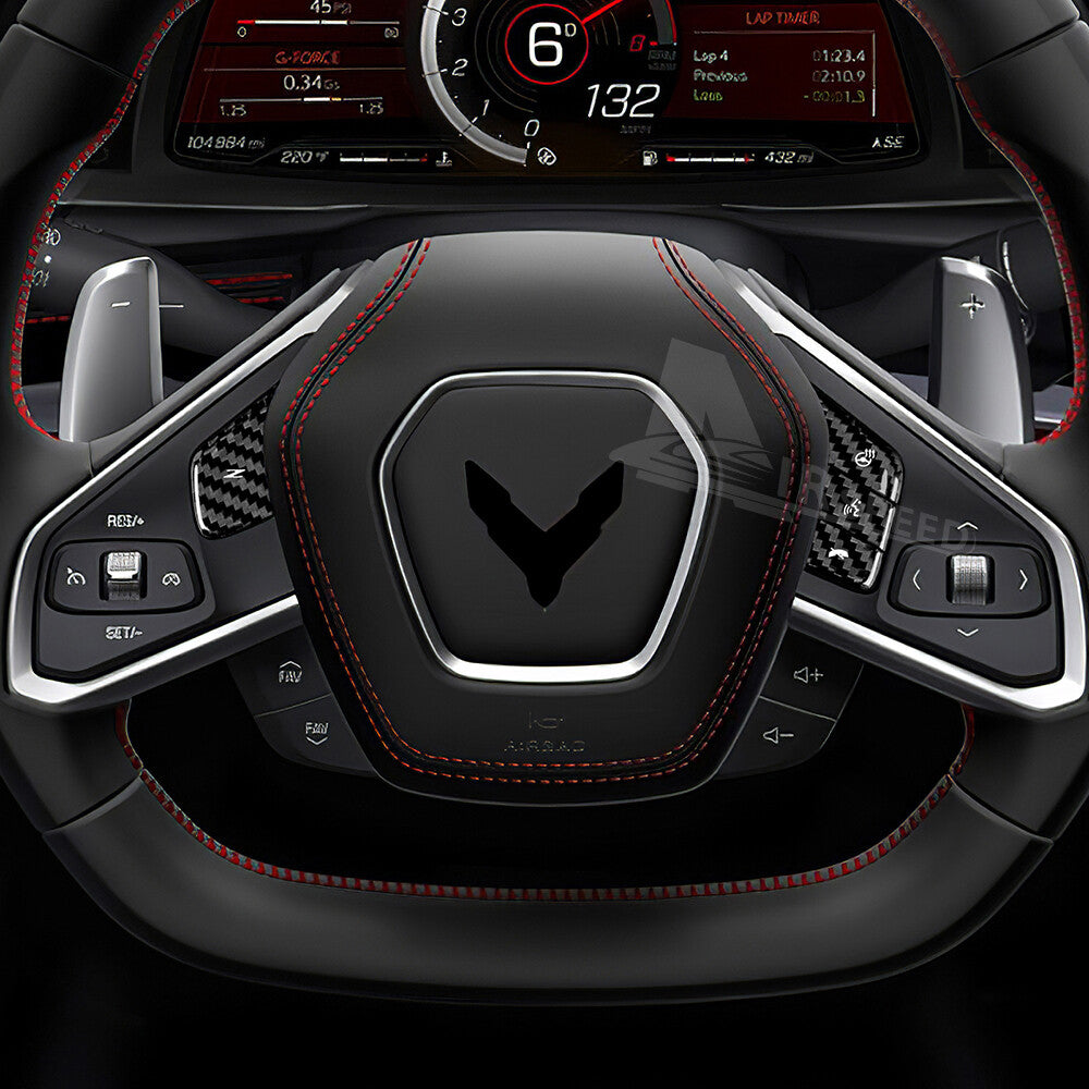 For Corvette C8 20-2023 Steering Wheel Switch Panel Cover REAL HARD Carbon Fiber