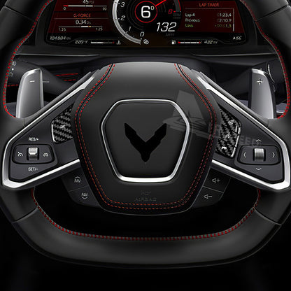 For Corvette C8 20-2023 Steering Wheel Switch Panel Cover REAL HARD Carbon Fiber